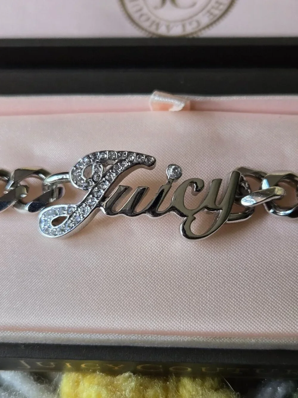 Juicy Couture Rhinestone Script Link Bracelet